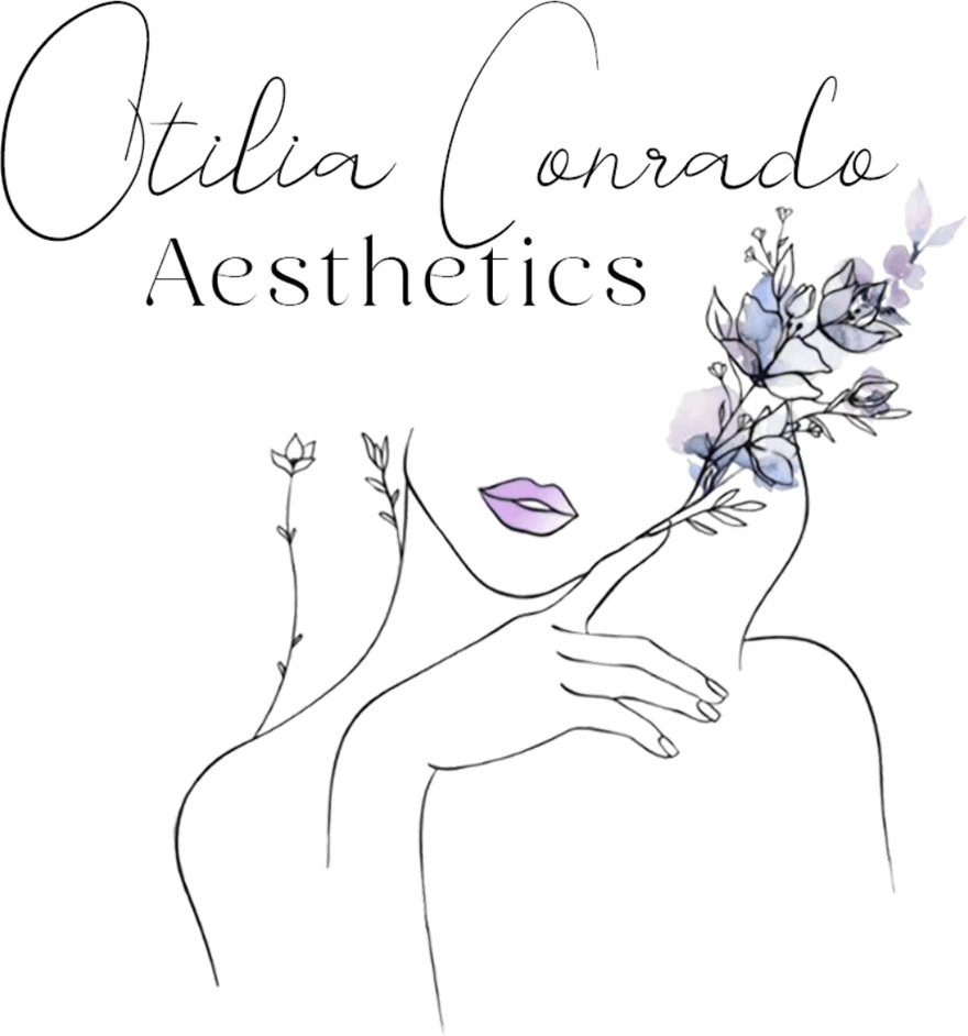Otilia Conrado Aesthetics logo: a line-art woman with watercolor florals